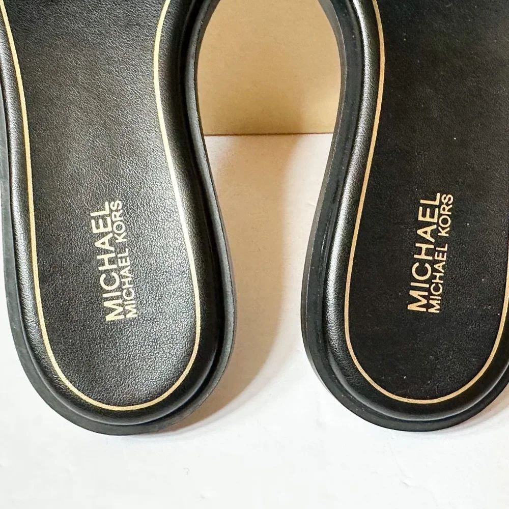 Deanna Cutout Leather Slide Sandal Size 7.5 M Black